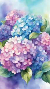 watercolors hydrangea ortensia flower aesthetic background wallpaper illustration 2