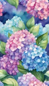 watercolors hydrangea ortensia flower aesthetic background wallpaper illustration 3