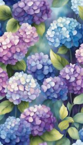 watercolors hydrangea ortensia flower aesthetic background wallpaper illustration 4