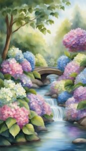 watercolors hydrangea ortensia flower aesthetic background wallpaper illustration 5