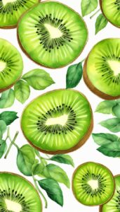 watercolors kiwi fruit pattern background illustration aesthetic wallpaper 3