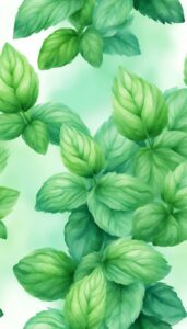 watercolors mint plant background aesthetic illustration wallpaper 3