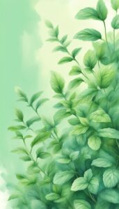 watercolors mint plant background aesthetic illustration wallpaper 5