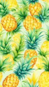 watercolors pineapple ananas fruit pattern background aesthetic illustration wallpaper 2