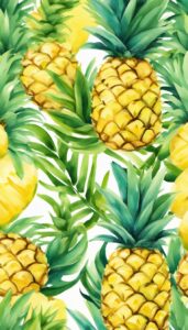 watercolors pineapple ananas fruit pattern background aesthetic illustration wallpaper 3