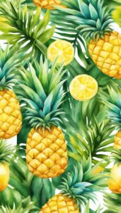 watercolors pineapple ananas fruit pattern background aesthetic illustration wallpaper 4