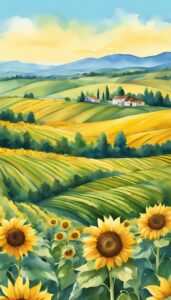 watercolors sunflower background illustration aesthetic 2