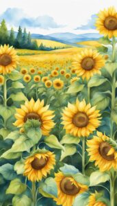 watercolors sunflower background illustration aesthetic 3