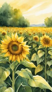 watercolors sunflower background illustration aesthetic 4