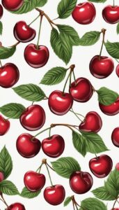 white cherry fruit pattern background wallpaper aesthetic illustration 2