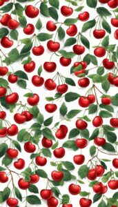 white cherry fruit pattern background wallpaper aesthetic illustration 3