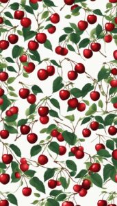 white cherry fruit pattern background wallpaper aesthetic illustration 4