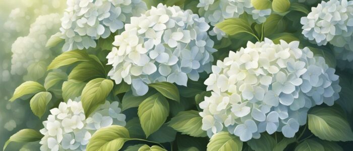 white hydrangea ortensia flower aesthetic background wallpaper illustration 1