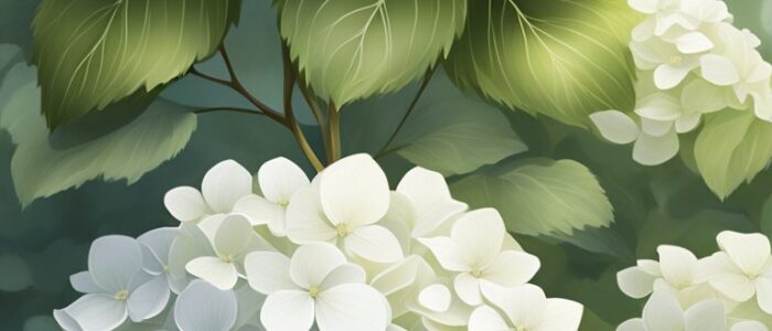 white hydrangea ortensia flower aesthetic background wallpaper illustration 4