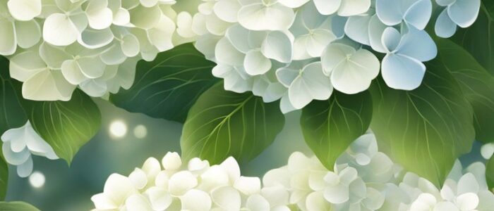 white hydrangea ortensia flower aesthetic background wallpaper illustration 5