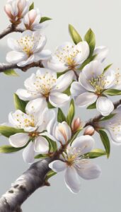 white light almond tree blossom background illustration aesthetic wallpaper 2