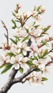 white light almond tree blossom background illustration aesthetic wallpaper 3