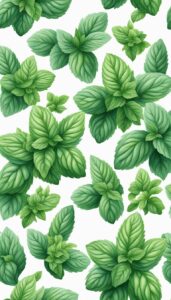 white mint plant background aesthetic illustration wallpaper 2