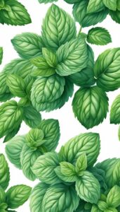 white mint plant background aesthetic illustration wallpaper 3