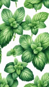 white mint plant background aesthetic illustration wallpaper 4