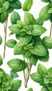 white mint plant background aesthetic illustration wallpaper 5