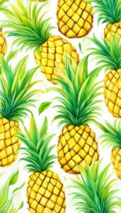 white pineapple ananas fruit pattern background aesthetic illustration wallpaper 2