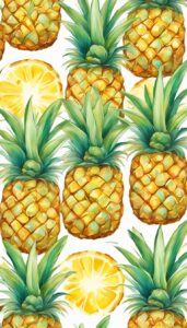 white pineapple ananas fruit pattern background aesthetic illustration wallpaper 3