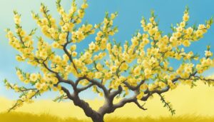 yellow almond tree blossom background illustration aesthetic wallpaper 1