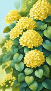 yellow hydrangea ortensia flower aesthetic background wallpaper illustration 2