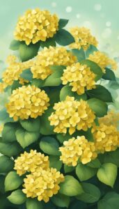 yellow hydrangea ortensia flower aesthetic background wallpaper illustration 4