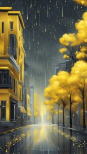 yellow rain background wallpaper aesthetic illustration 1