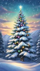 Christmas pine tree background aesthetic wallpaper illustration 1