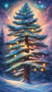 Christmas pine tree background aesthetic wallpaper illustration 4