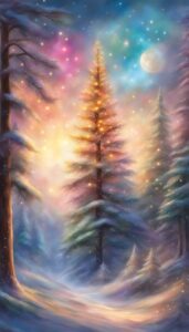 Christmas pine tree background aesthetic wallpaper illustration 5