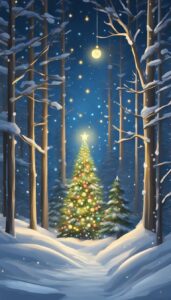 Christmas pine tree background aesthetic wallpaper illustration 6
