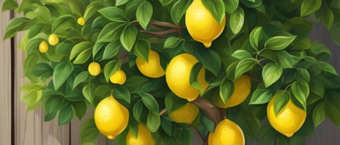 backyard potted lemon citrus tree background wallpaper illustration 2
