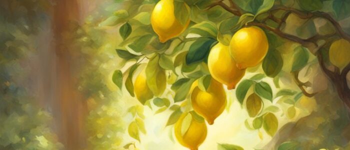backyard potted lemon citrus tree background wallpaper illustration 3