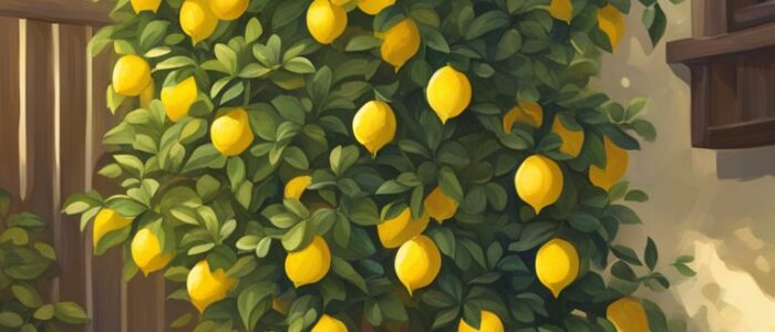 backyard potted lemon citrus tree background wallpaper illustration 4