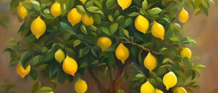 backyard potted lemon citrus tree background wallpaper illustration 5