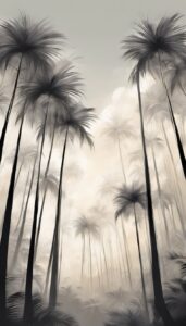black and white monochrome palm tree background wallpaper aesthetic illustration 1
