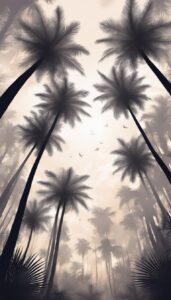 black and white monochrome palm tree background wallpaper aesthetic illustration 2