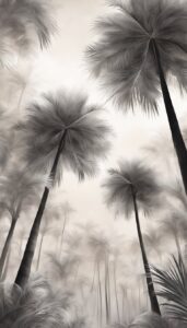 black and white monochrome palm tree background wallpaper aesthetic illustration 3