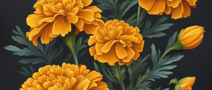 black dark marigold flower background wallpaper aesthetic illustration 1