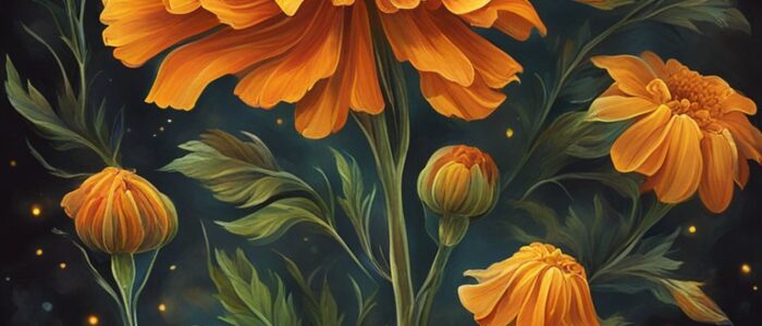 black dark marigold flower background wallpaper aesthetic illustration 2