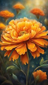 black dark marigold flower background wallpaper aesthetic illustration 4