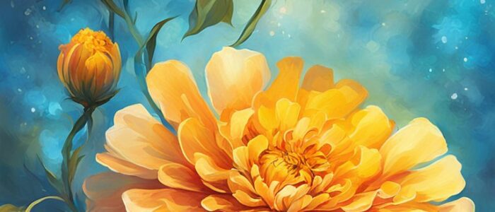 blue marigold flower background wallpaper aesthetic illustration 2