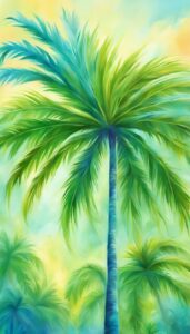 blue palm tree background wallpaper aesthetic illustration 2