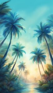 blue palm tree background wallpaper aesthetic illustration 4