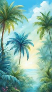 blue palm tree background wallpaper aesthetic illustration 5