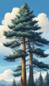 blue pine tree background aesthetic wallpaper illustration 3